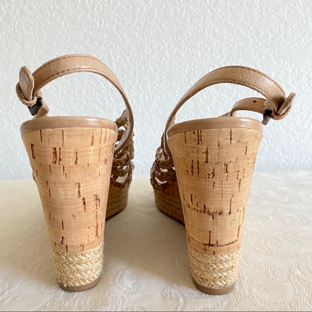 Prada beige Braided Leather Cage Wedge platform Espadrille Sandals - Picture 3 of 11